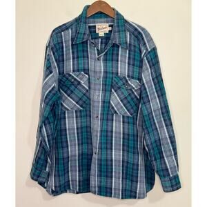 Woolrich Flannel Shirt Men's 2XL Plaid 100% Cotton Outdoor Camping Long Sleeve